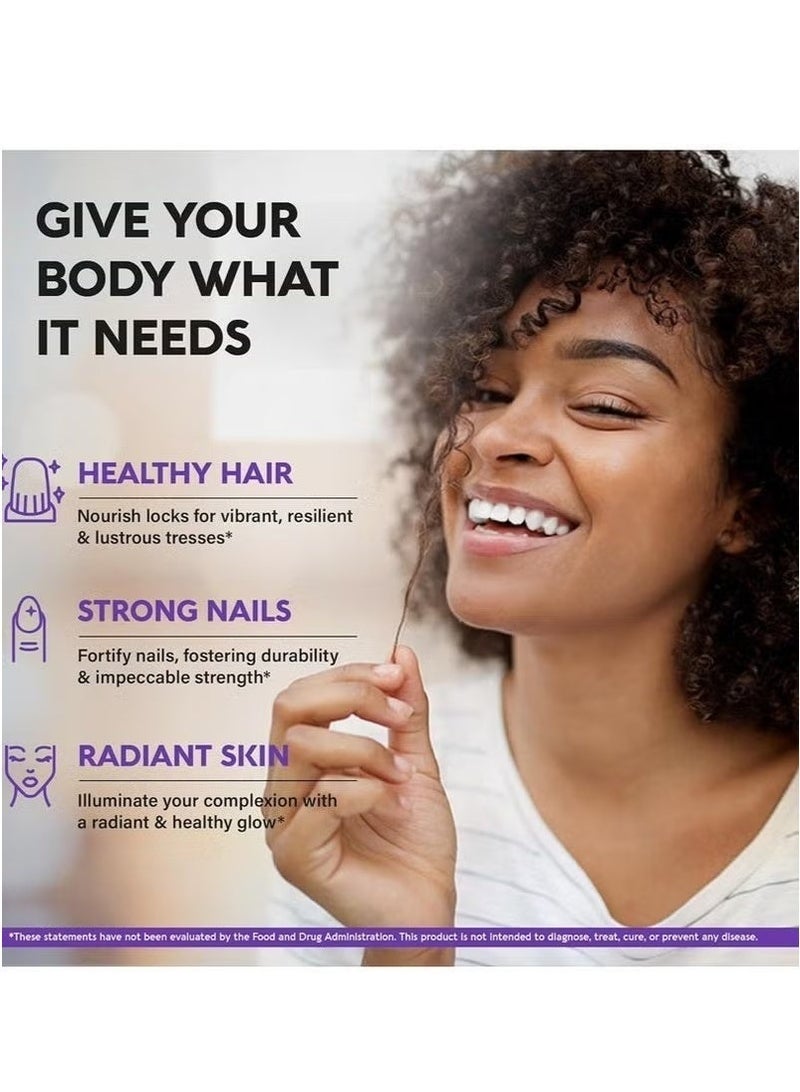 بيوتين مكمل بيوتين وكولاجين وكيراتين – 25000 ميكروغرام لدعم الشعر والبشرة والأظافر – بحمض الهيالورونيك وفيتامينات B2 وB3 وB6 وB7 – تركيبة مثبتة سريريًا للنساء والرجال – 60 كبسولة - Image 5